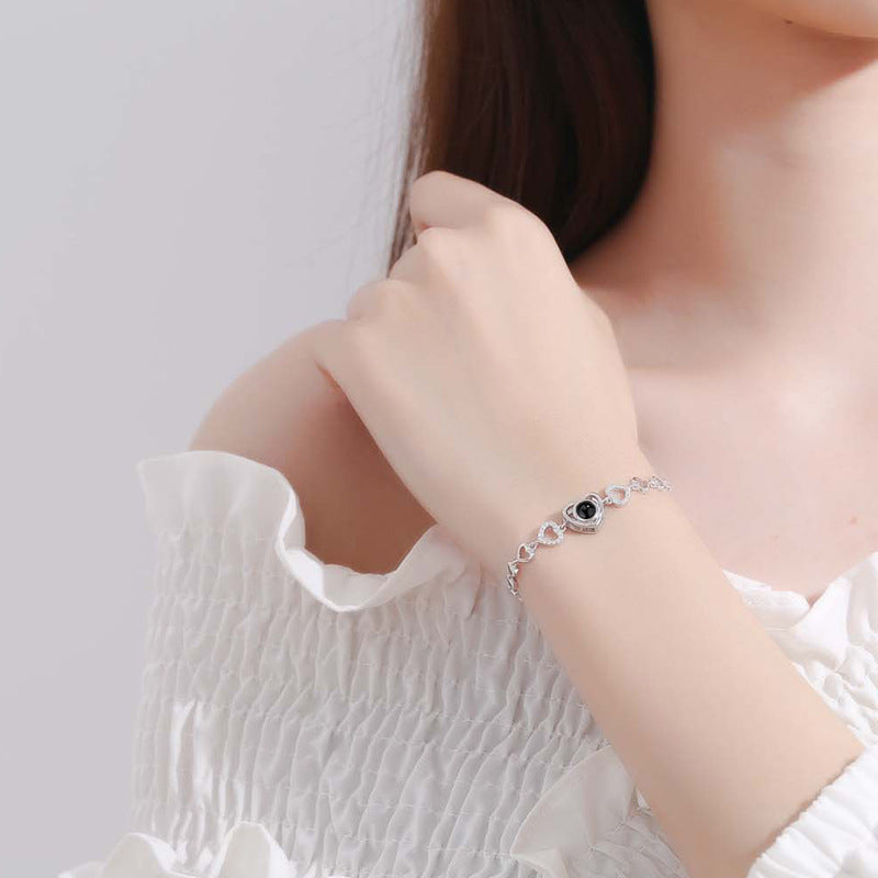 Custom Photo Projection Heart Beaded Bracelet