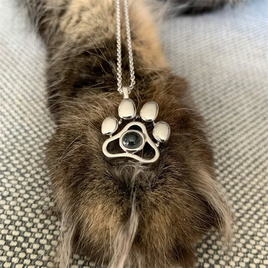 Custom Photo Projection Pet Paw Necklace