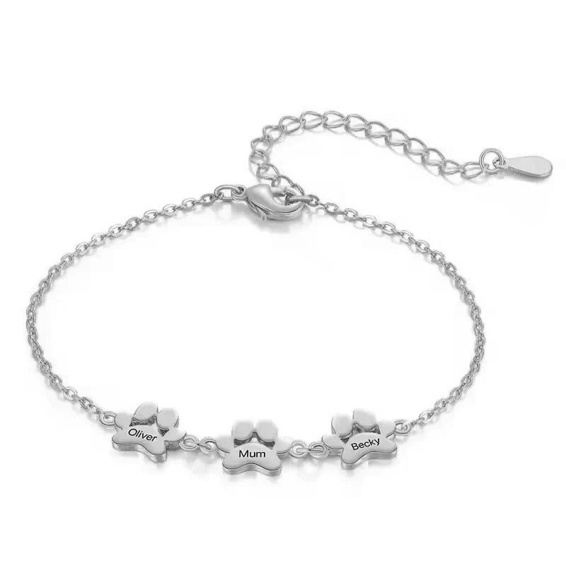 Personalized Pet Paw Name Bracelet