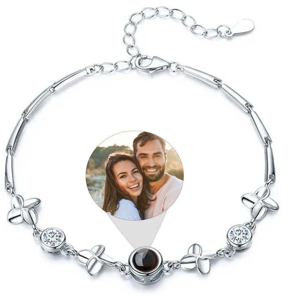 Custom Photo Projection Four-Leaf Clover Bracelet