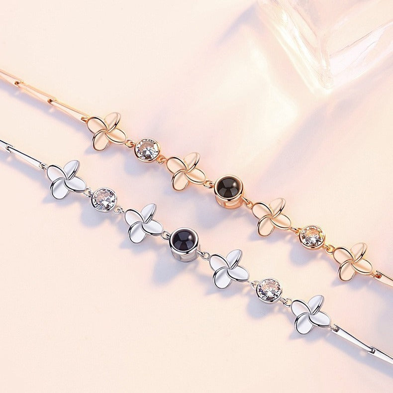 Custom Photo Projection Four-Leaf Clover Bracelet
