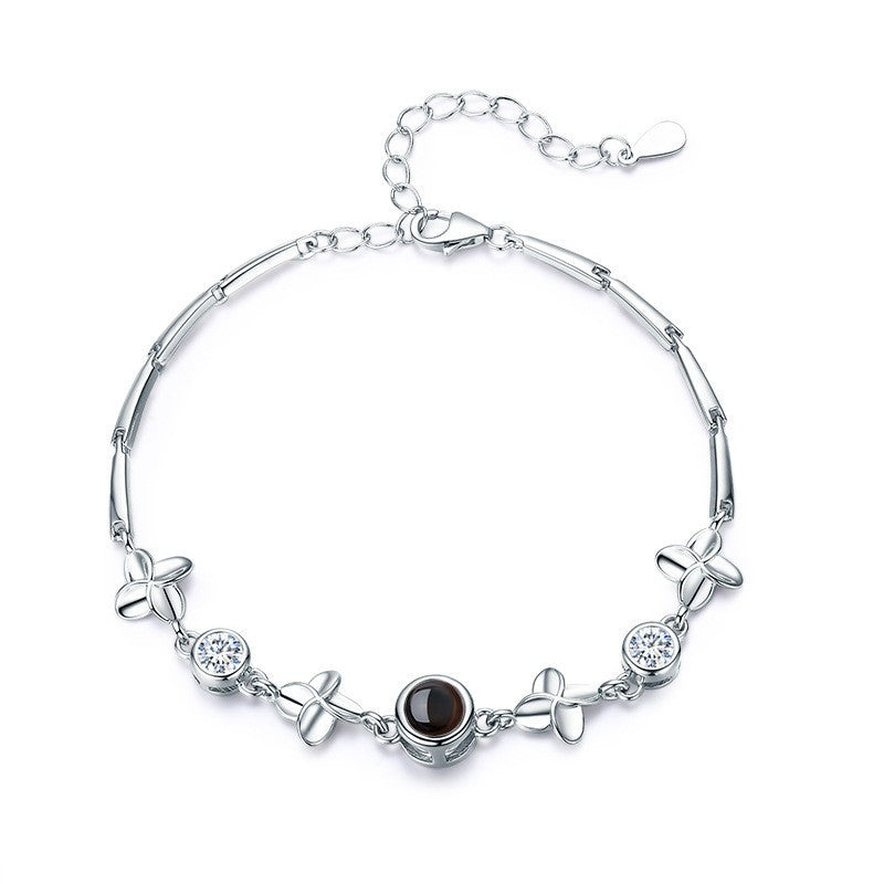 Custom Photo Projection Four-Leaf Clover Bracelet
