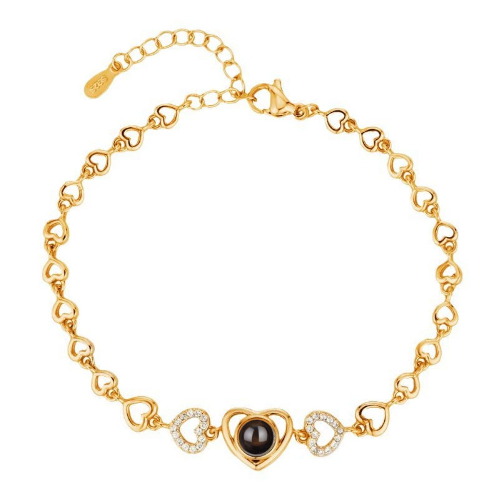 Custom Photo Projection Heart Beaded Bracelet
