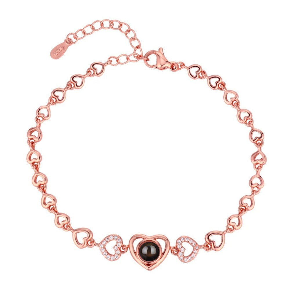 Custom Photo Projection Heart Beaded Bracelet