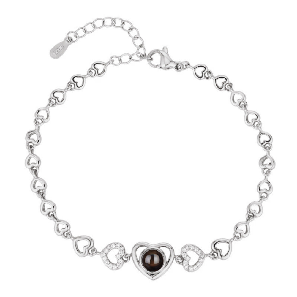 Custom Photo Projection Heart Beaded Bracelet