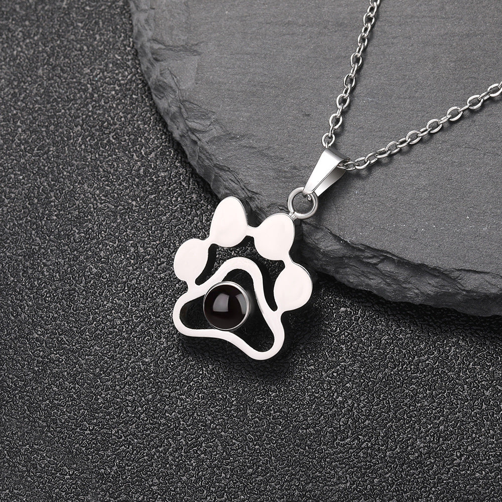 Custom Photo Projection Pet Paw Necklace