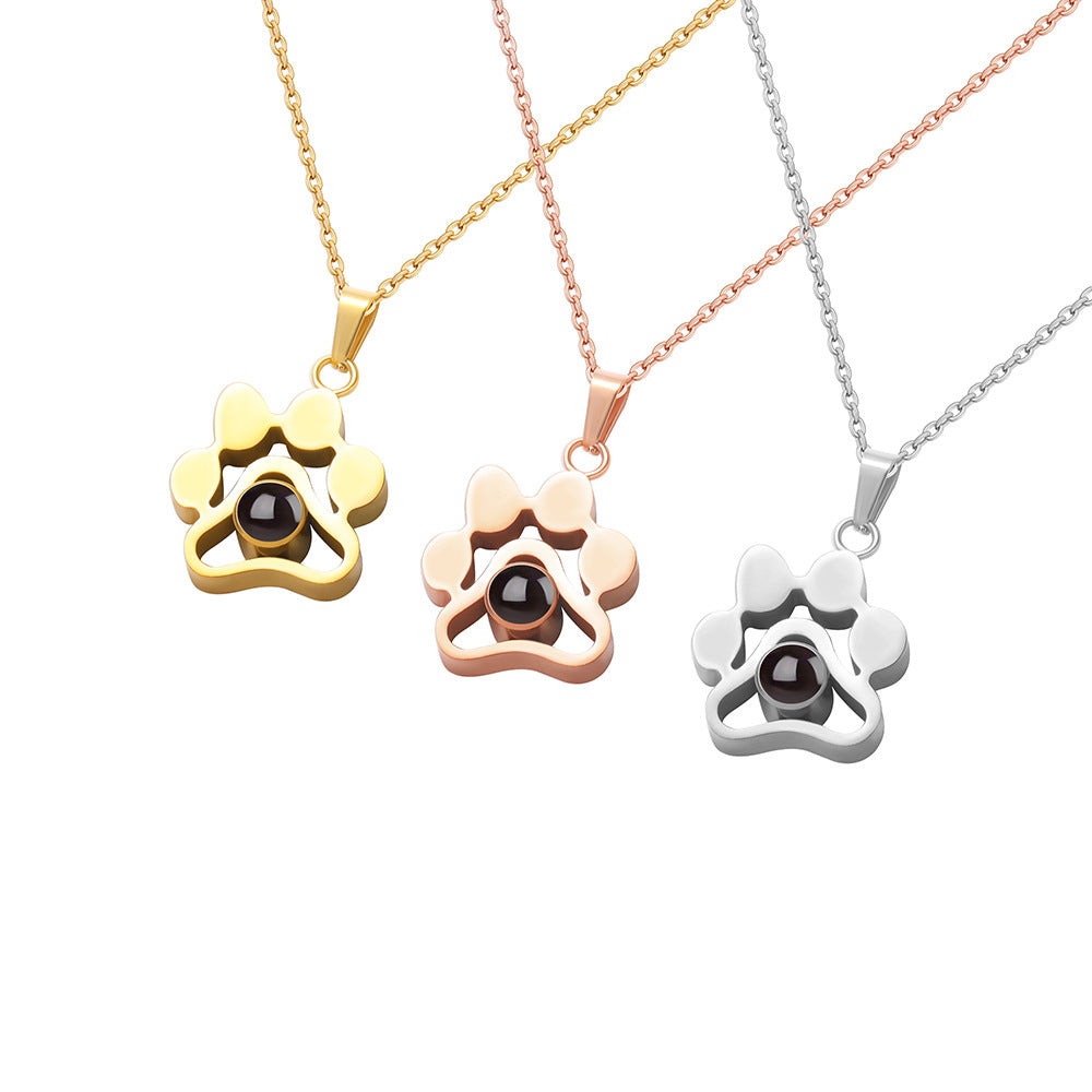 Custom Photo Projection Pet Paw Necklace
