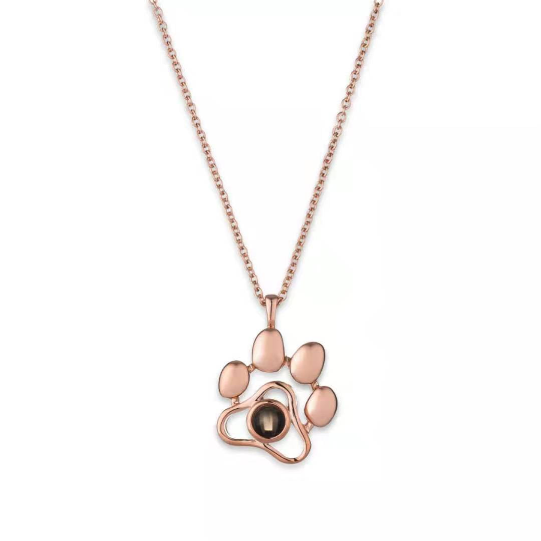 Custom Photo Projection Pet Paw Necklace