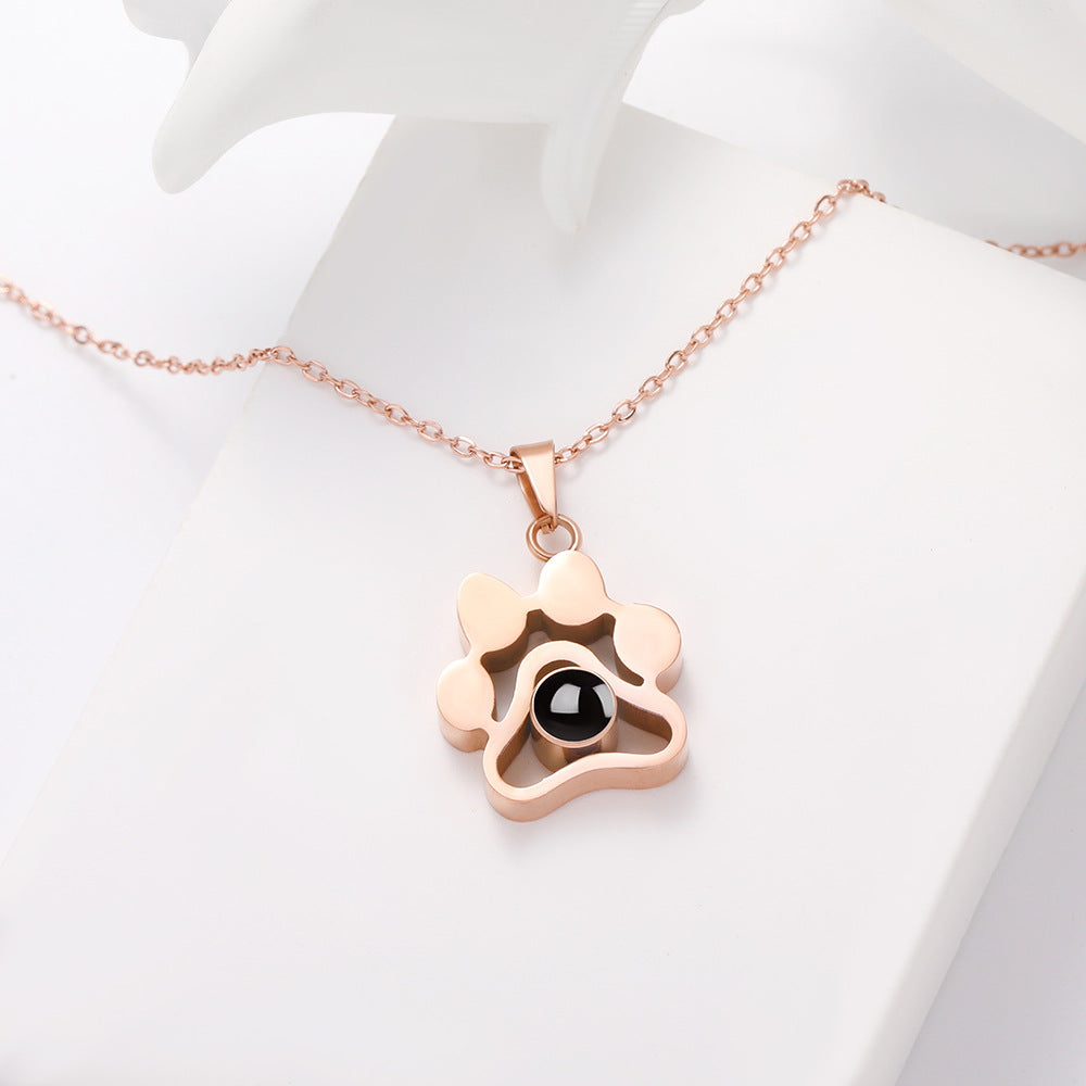 Custom Photo Projection Pet Paw Necklace