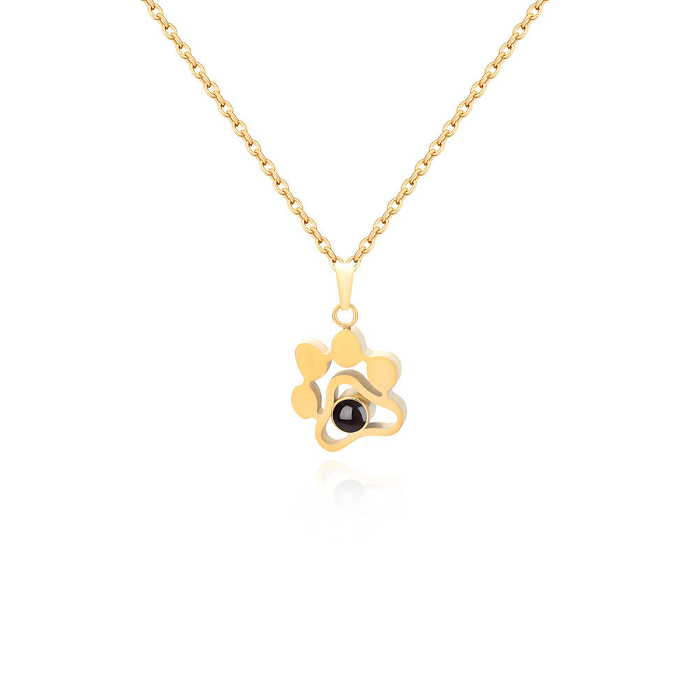 Custom Photo Projection Pet Paw Necklace