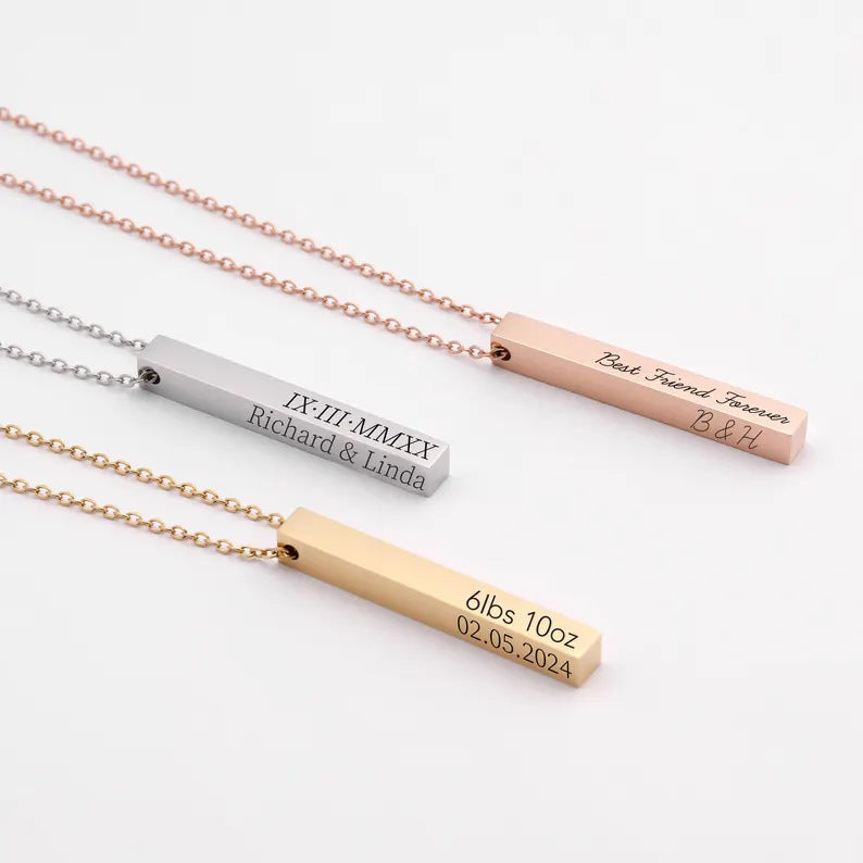 Personalized 3D Bar Name Necklace
