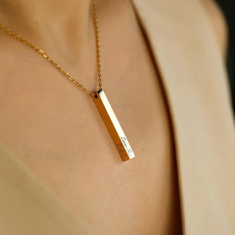 Personalized 3D Bar Name Necklace