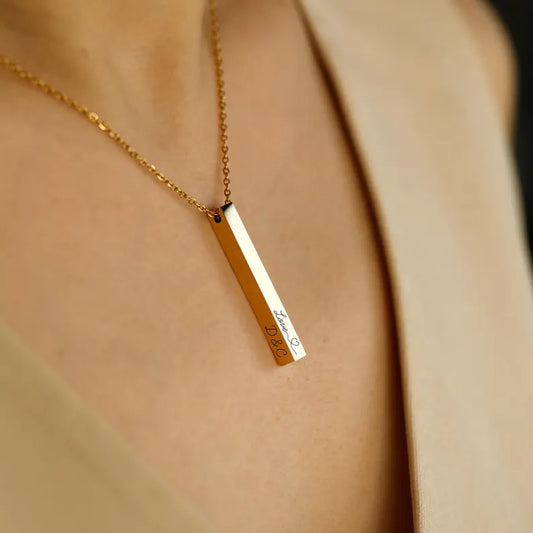 Personalized 3D Bar Name Necklace
