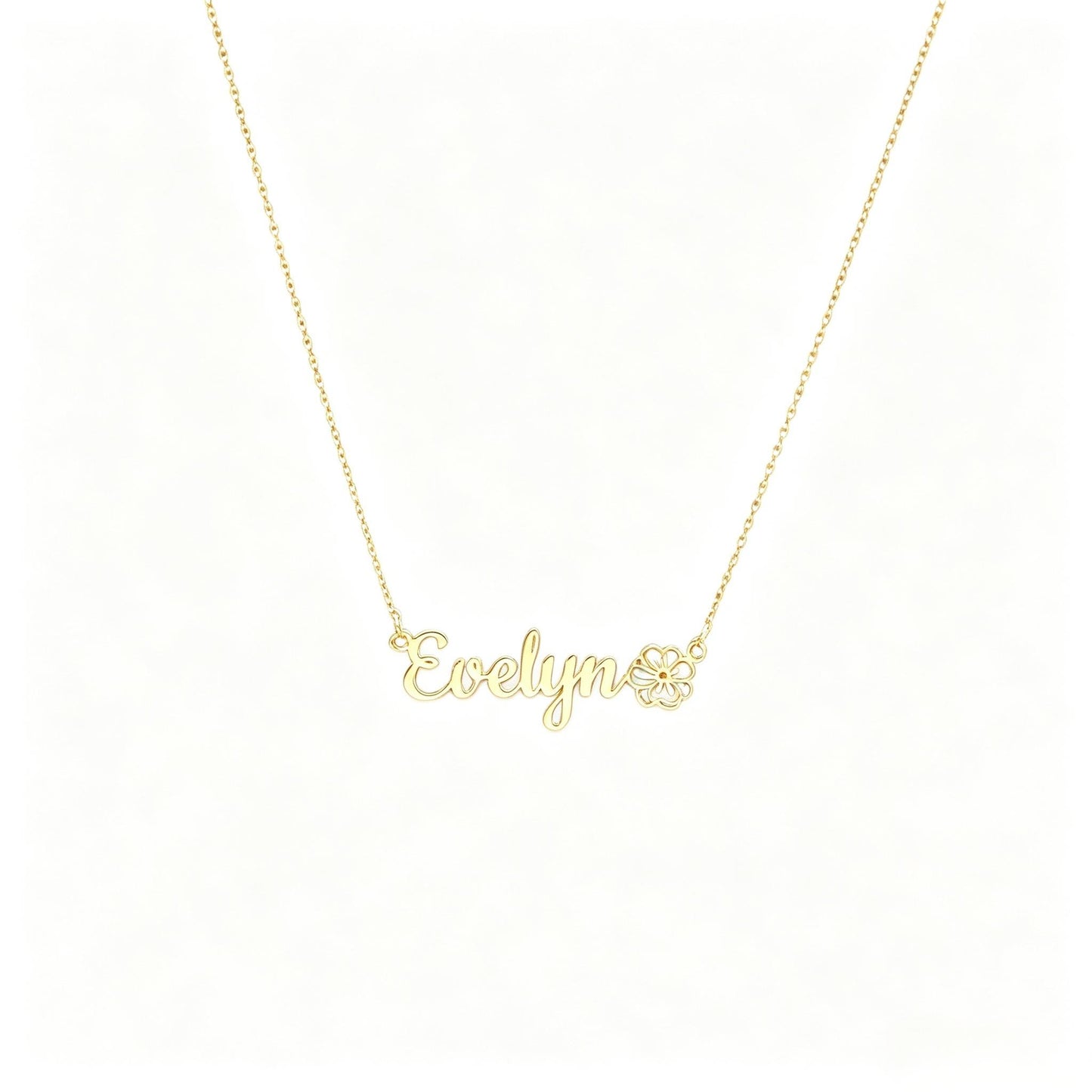 Personalized Birth Flower Name Necklace