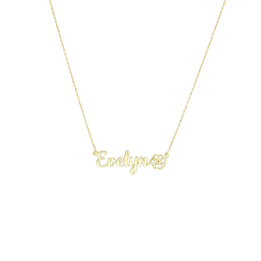 Personalized Birth Flower Name Necklace