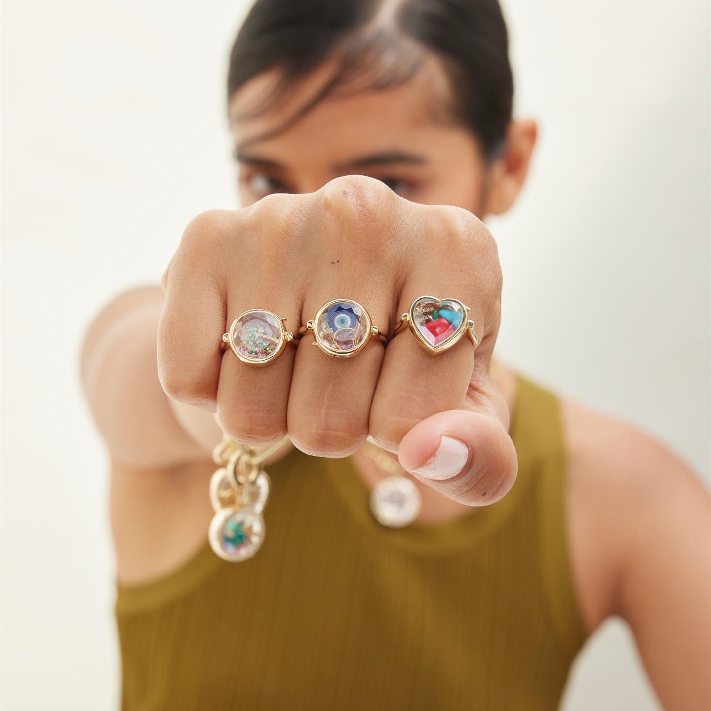DIY Birthstone Locket Ring – Copper Heart & Round Box with Colorful Zirconia Charms