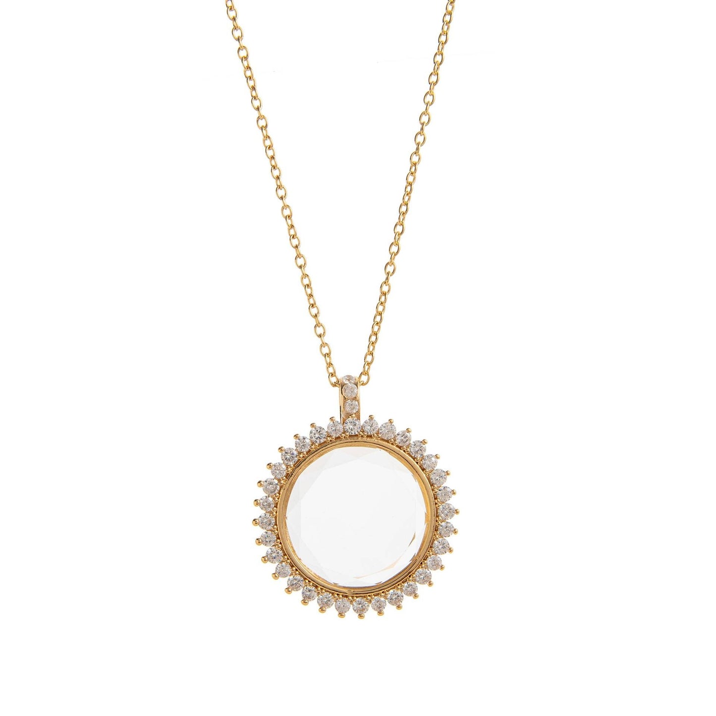 Crystal Frame Locket Necklace – DIY Copper Pendant with Rhinestone & Charms