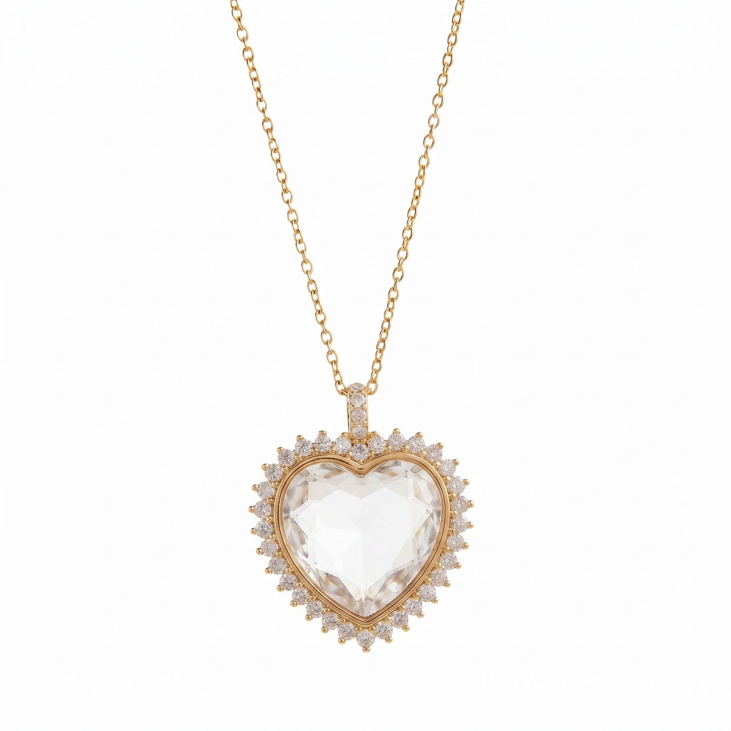 Crystal Frame Locket Necklace – DIY Copper Pendant with Rhinestone & Charms
