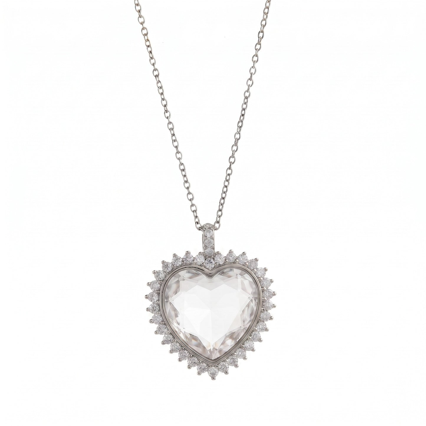 Crystal Frame Locket Necklace – DIY Copper Pendant with Rhinestone & Charms