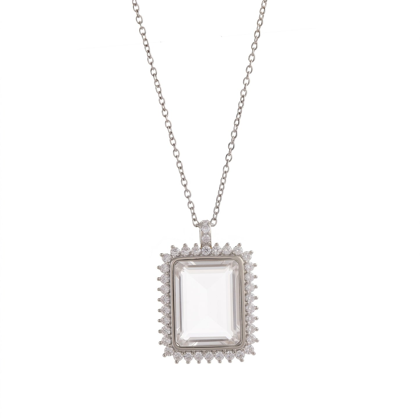 Crystal Frame Locket Necklace – DIY Copper Pendant with Rhinestone & Charms