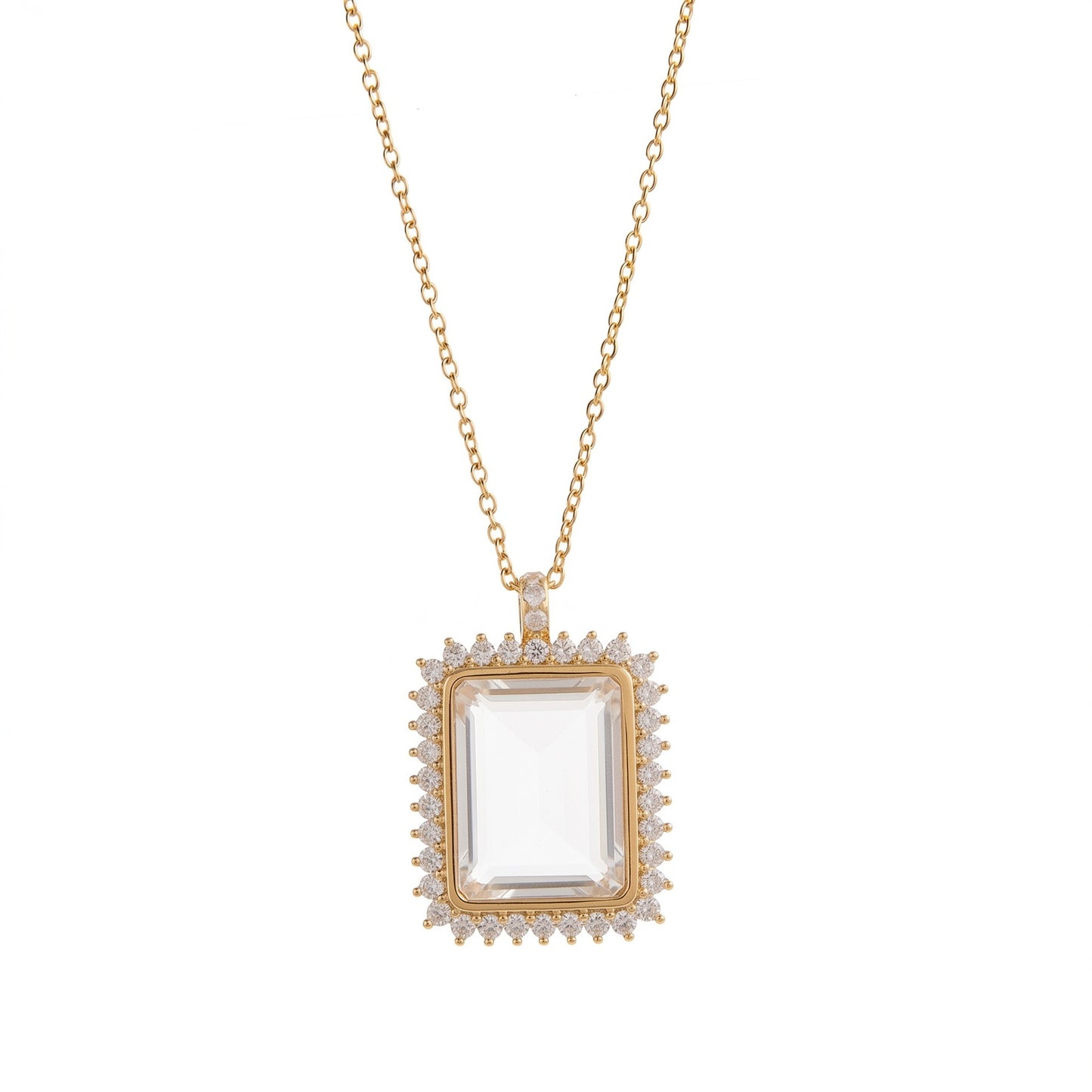 Crystal Frame Locket Necklace – DIY Copper Pendant with Rhinestone & Charms