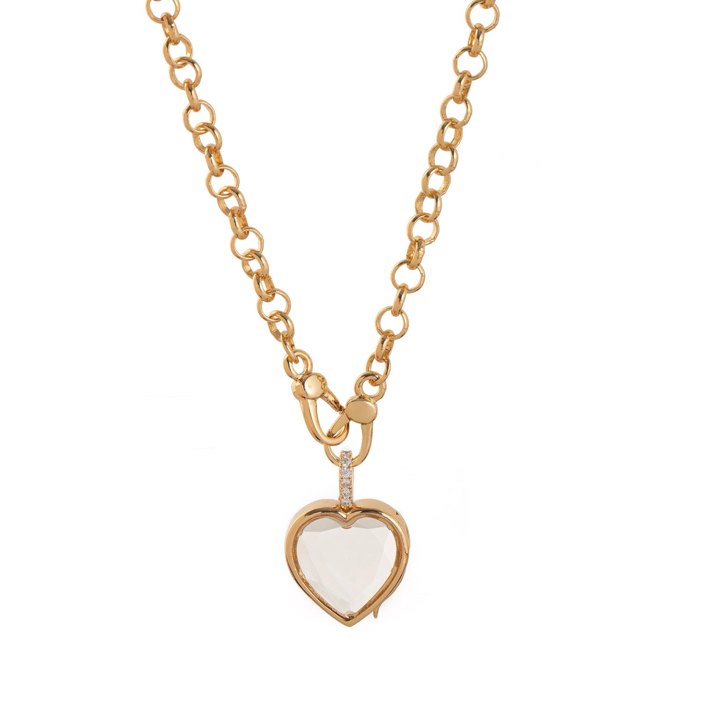 Crystal Frame Locket Necklace – DIY Copper Pendant with Rhinestone & Charms
