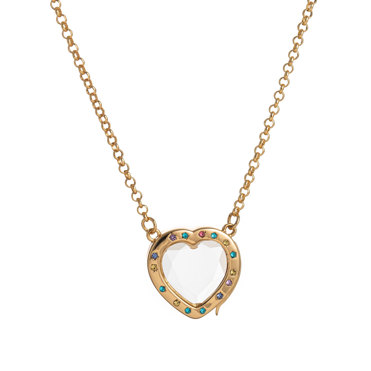 Crystal Frame Locket Necklace – DIY Copper Pendant with Rhinestone & Charms
