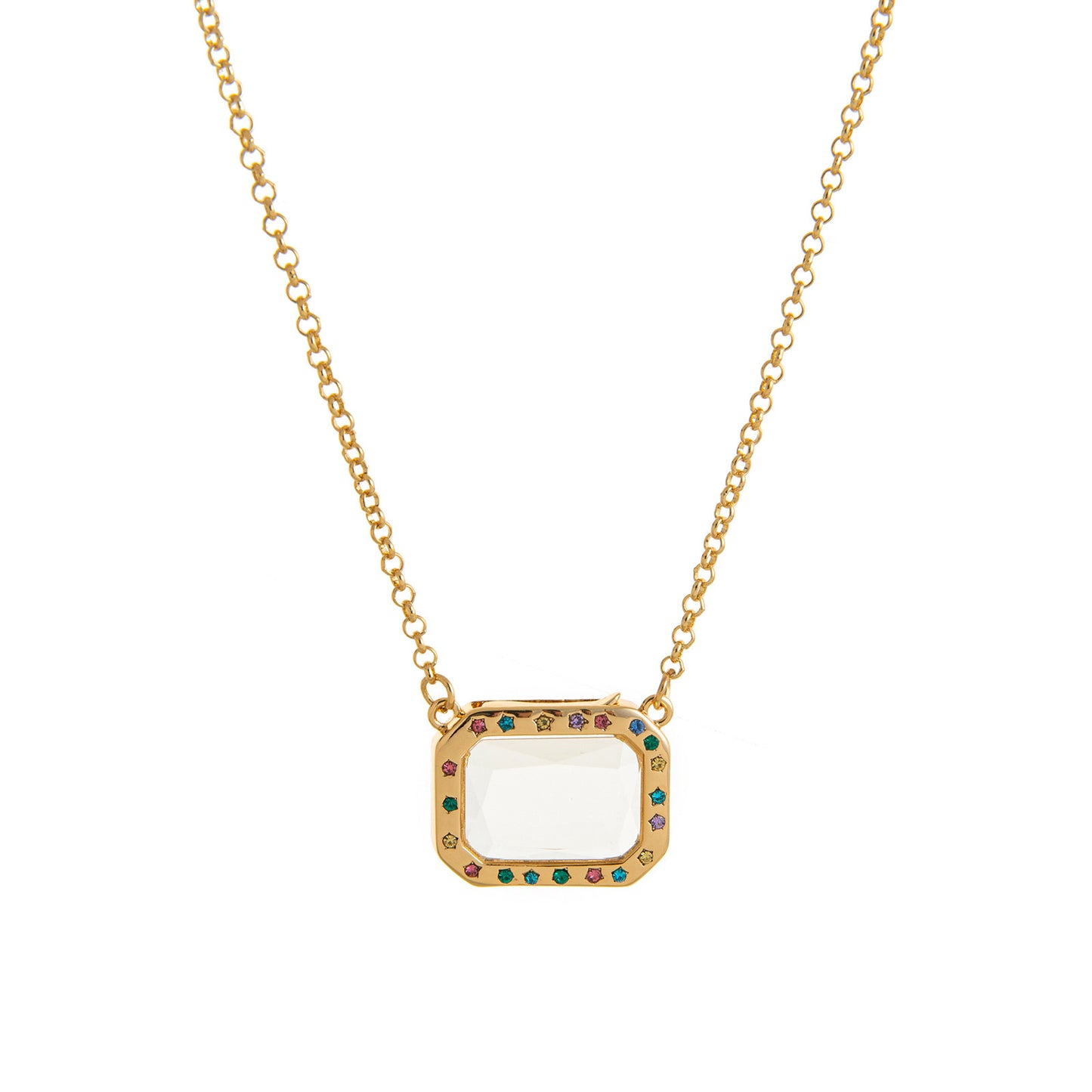 Crystal Frame Locket Necklace – DIY Copper Pendant with Rhinestone & Charms