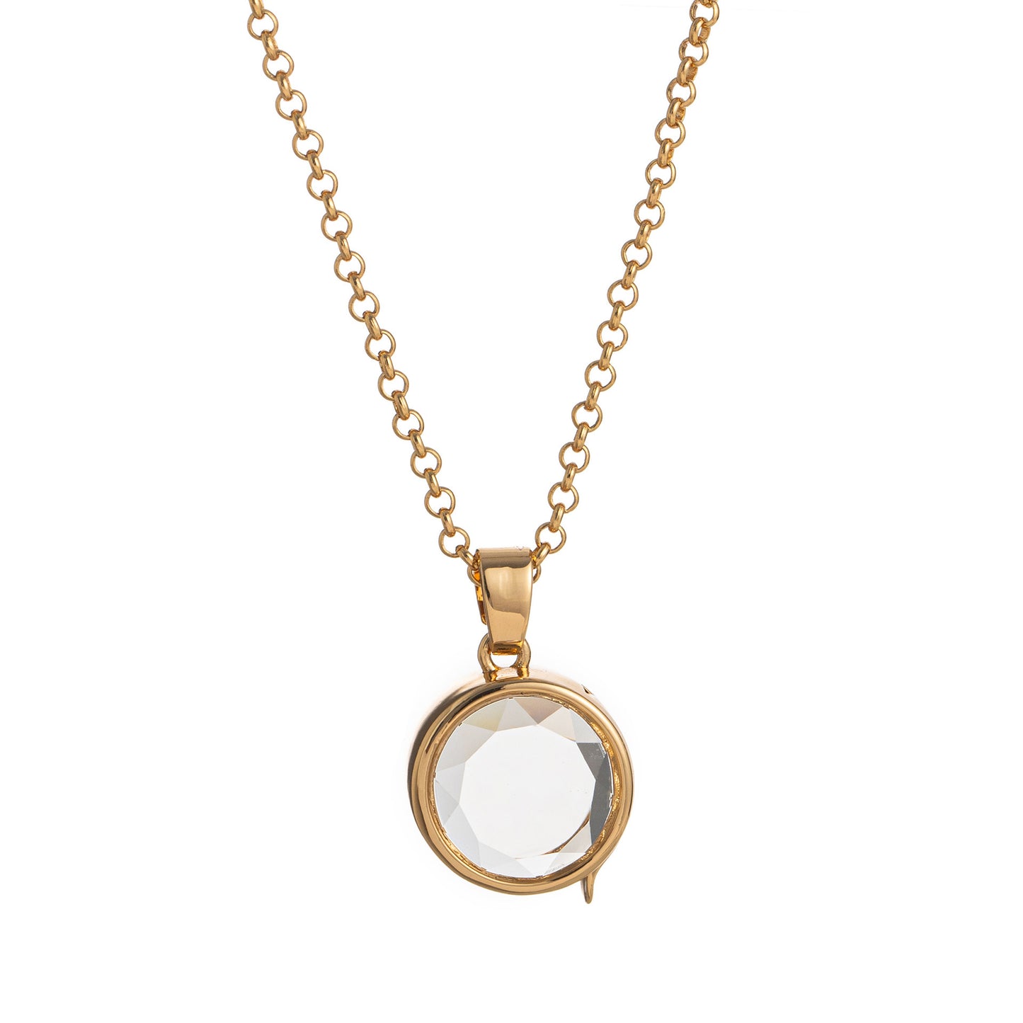 Crystal Frame Locket Necklace – DIY Copper Pendant with Rhinestone & Charms