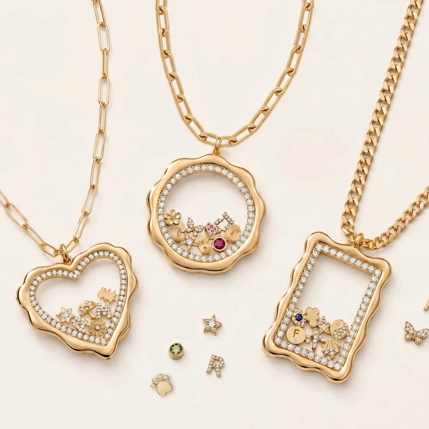 DIY Locket Necklace – Openable  Hollow Pendant in Irregular Heart & Square
