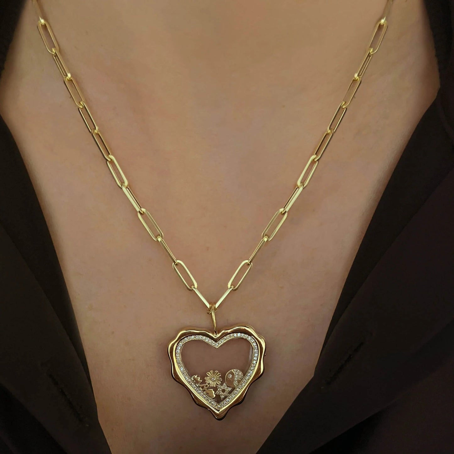 DIY Locket Necklace – Openable  Hollow Pendant in Irregular Heart & Square
