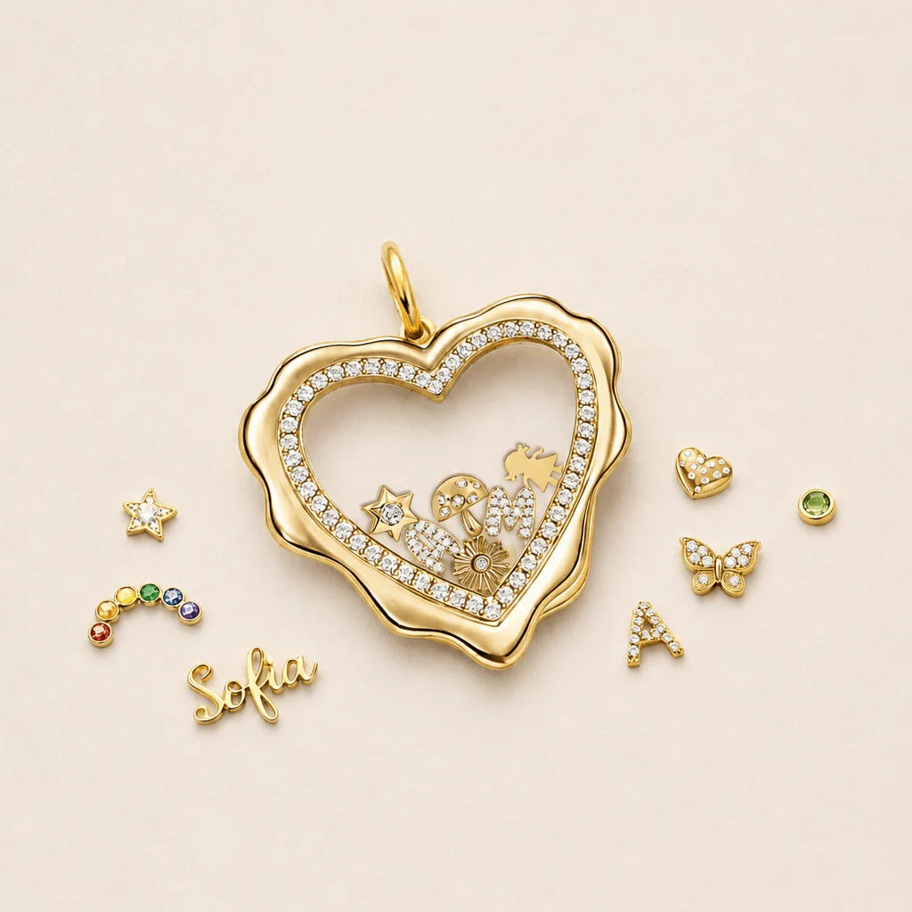 DIY Locket Necklace – Openable  Hollow Pendant in Irregular Heart & Square