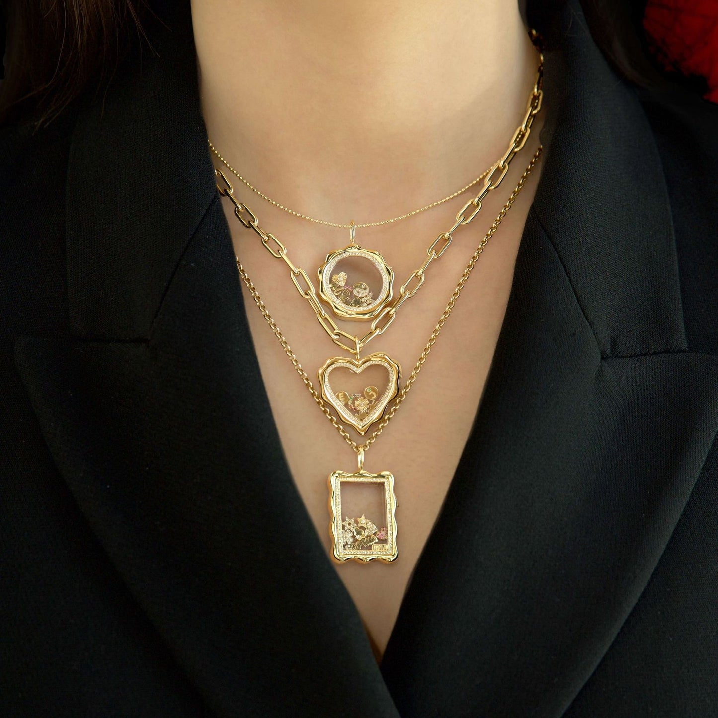 DIY Locket Necklace – Openable  Hollow Pendant in Irregular Heart & Square