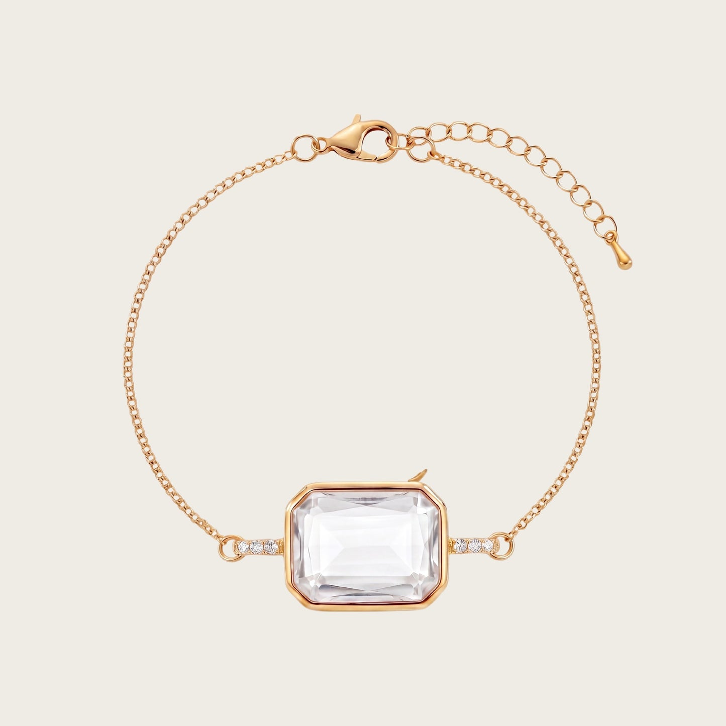 DIY Crystal Frame Bracelet – Detachable Copper Zirconia Border Pendant in Rectangle, Heart & Round