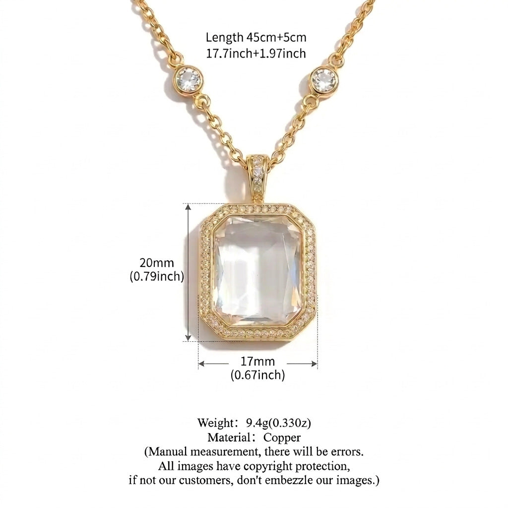 DIY Crystal Frame Bracelet – Detachable Copper Zirconia Border Pendant in Rectangle, Heart & Round