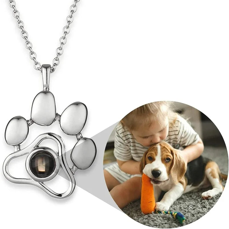 Custom Photo Projection Pet Paw Necklace