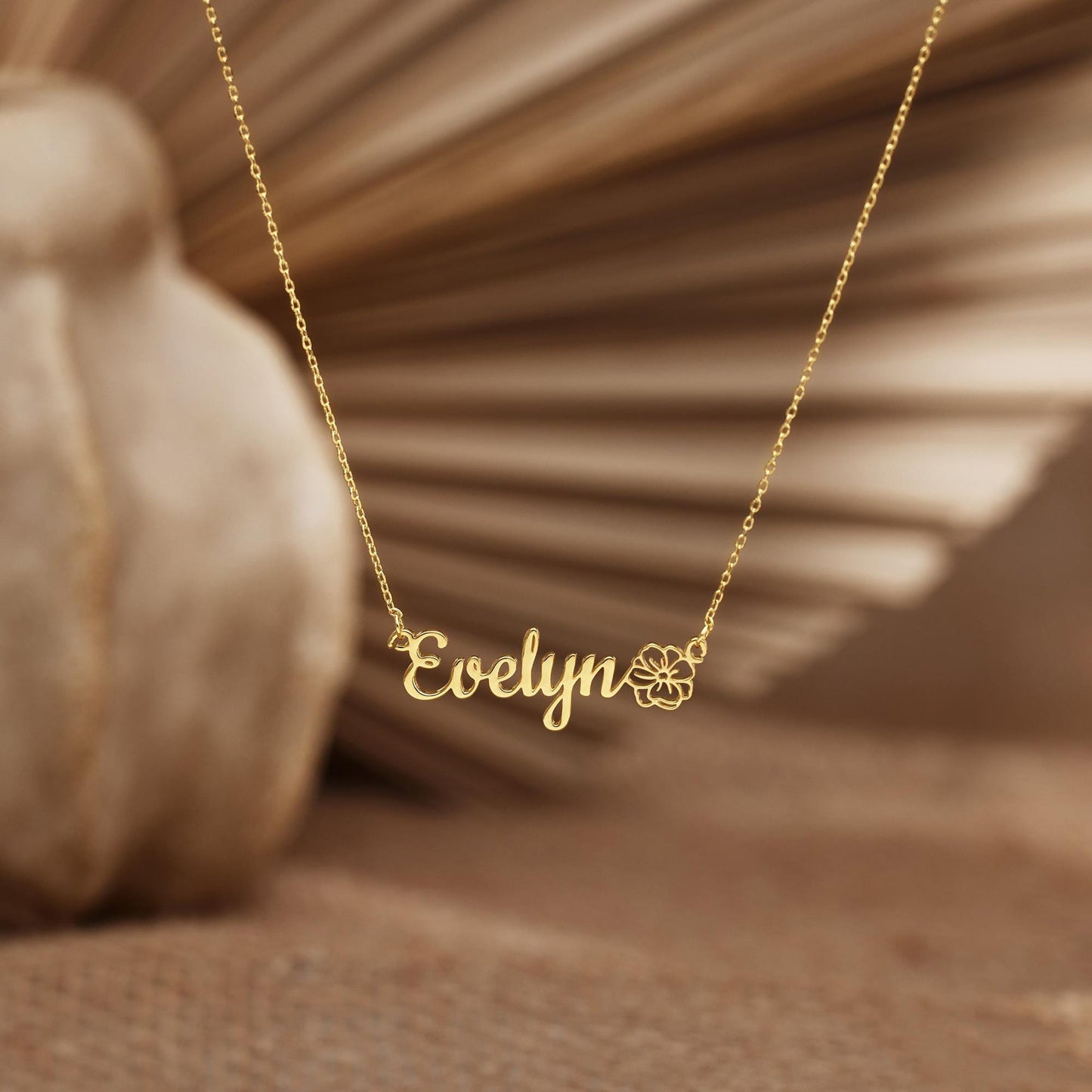 Personalized Birth Flower Name Necklace