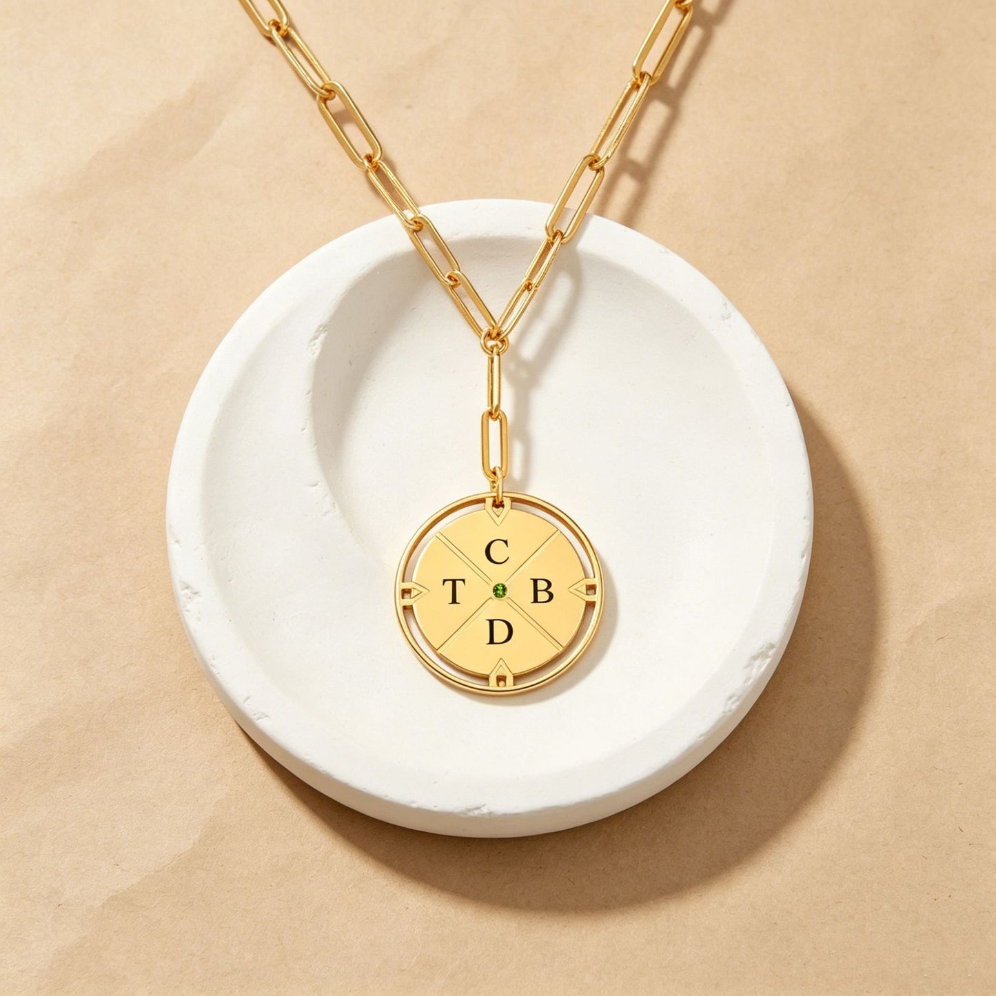 Personalized Compass Initial Necklace