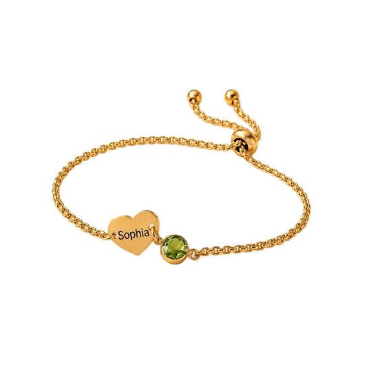 Personalized heart Name Birthstone Necklace