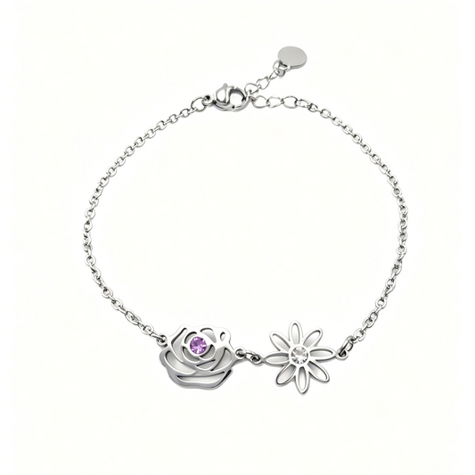 Personalized Birthday Jewelry 12 Month Birth Flower Bracelet