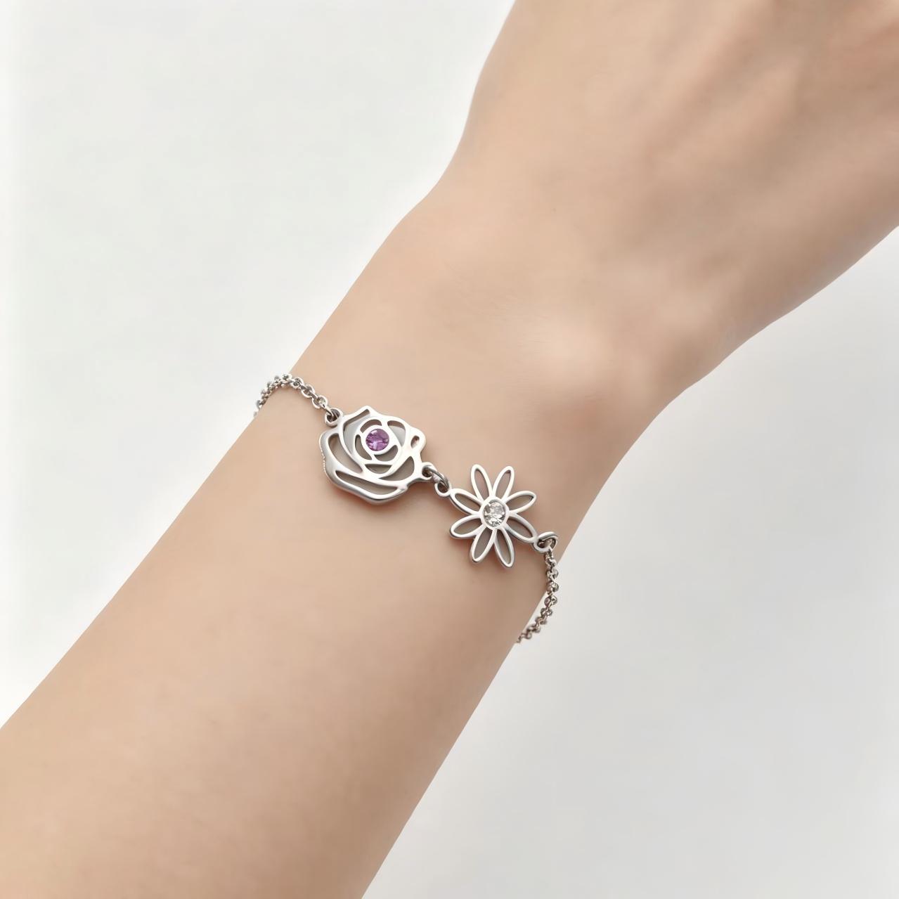 Personalized Birthday Jewelry 12 Month Birth Flower Bracelet