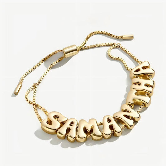 Bubble Letter Name Bracelet