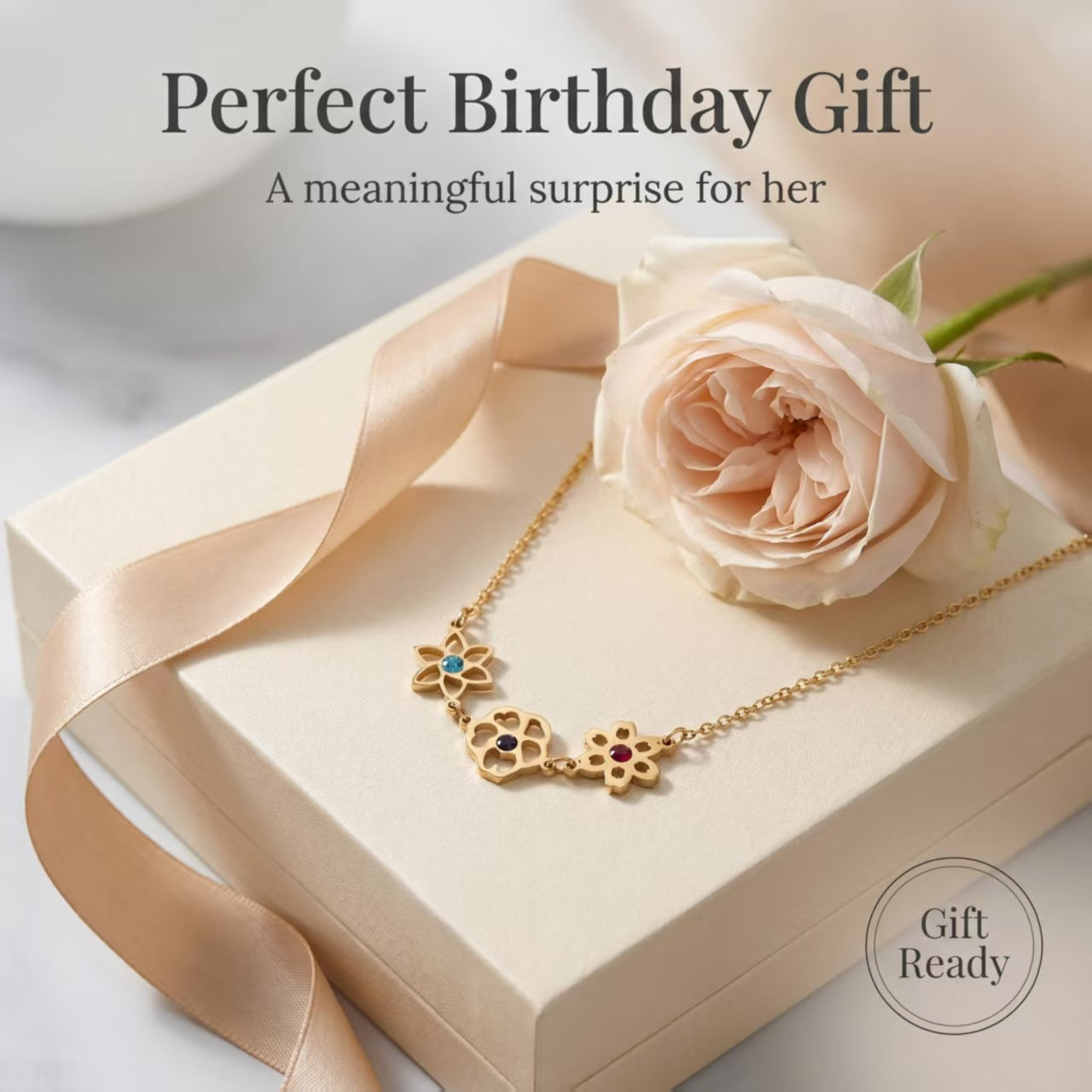 Birth Flower Birthstone Necklace