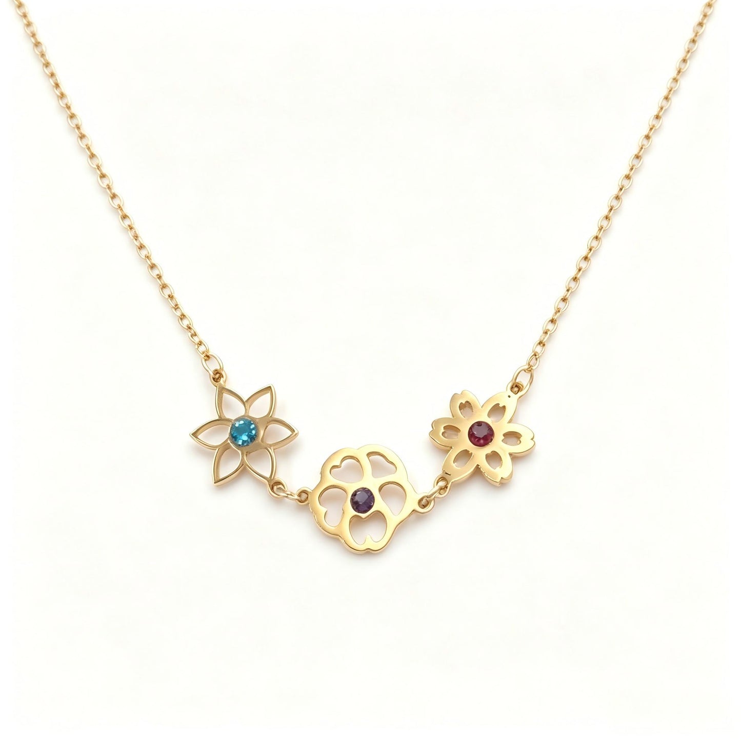 Birth Flower Birthstone Necklace