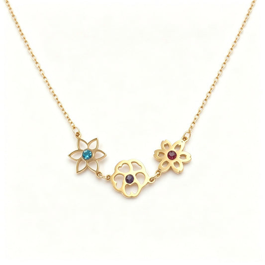 Birth Flower Birthstone Necklace