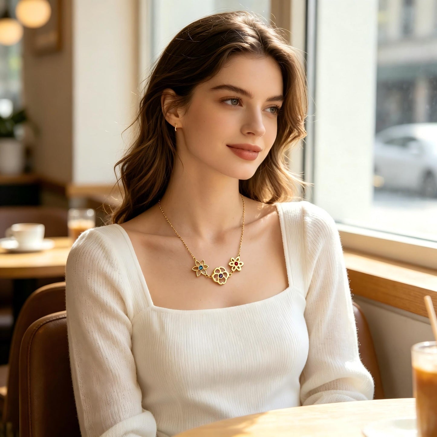 Birth Flower Birthstone Necklace