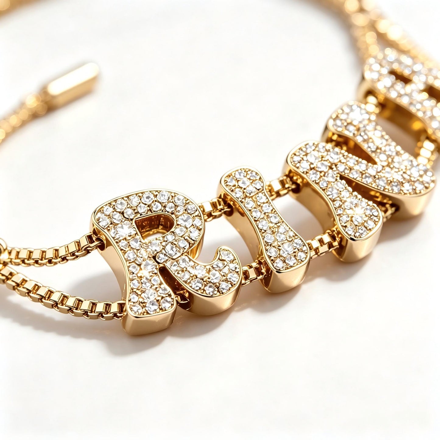Crystal Bubble Letter Name Bracelet