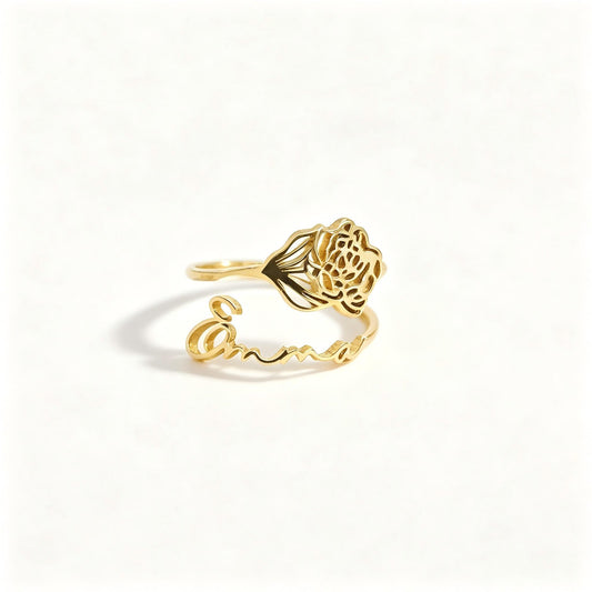 Birth Flower Name Ring