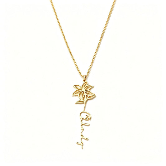 Birth Flower Name Necklace