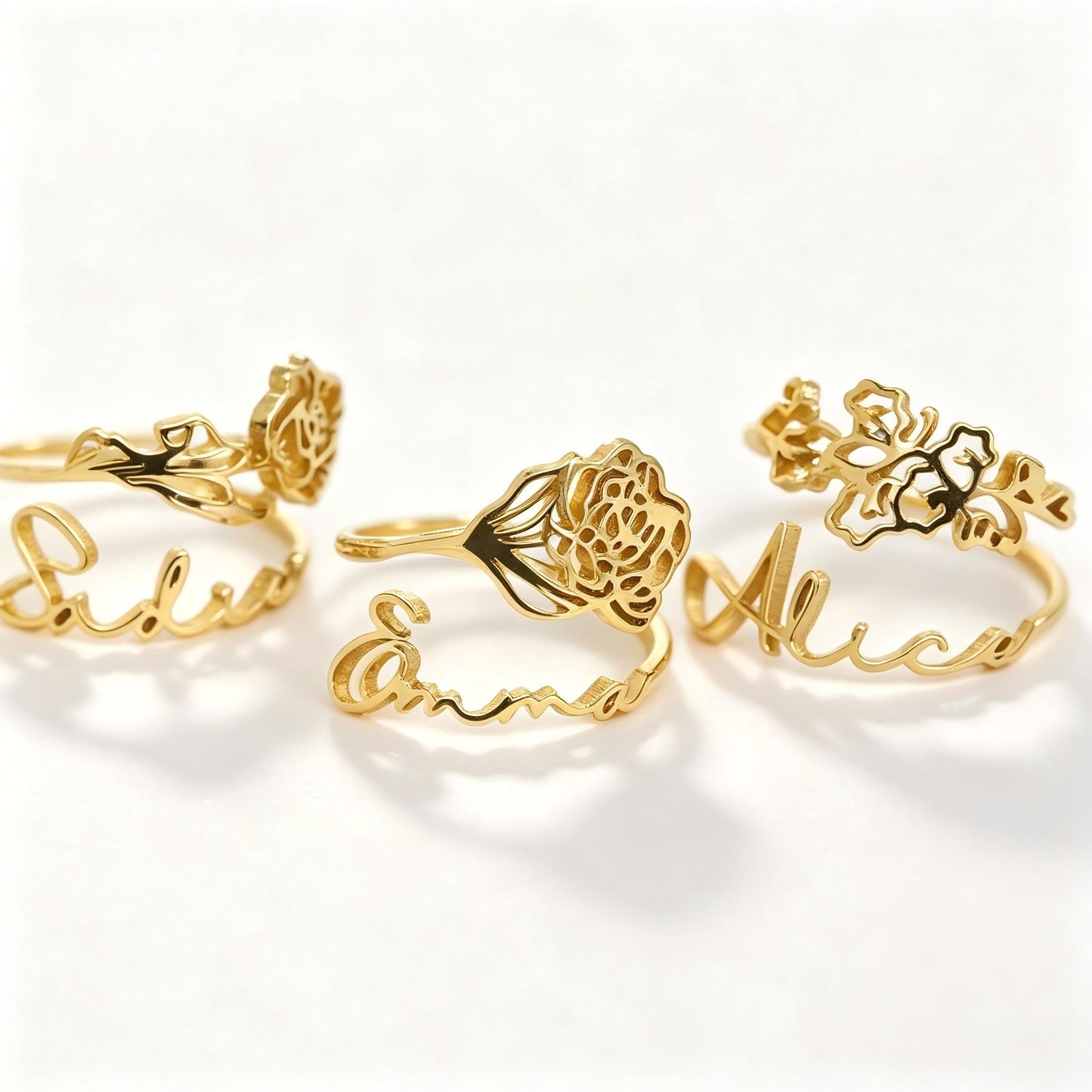 Birth Flower Name Ring